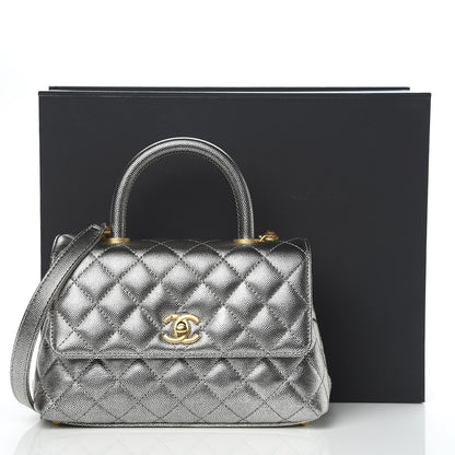 Chanel Metallic Caviar Quilted Mini Coco Handle Flap Silver 11 of 11