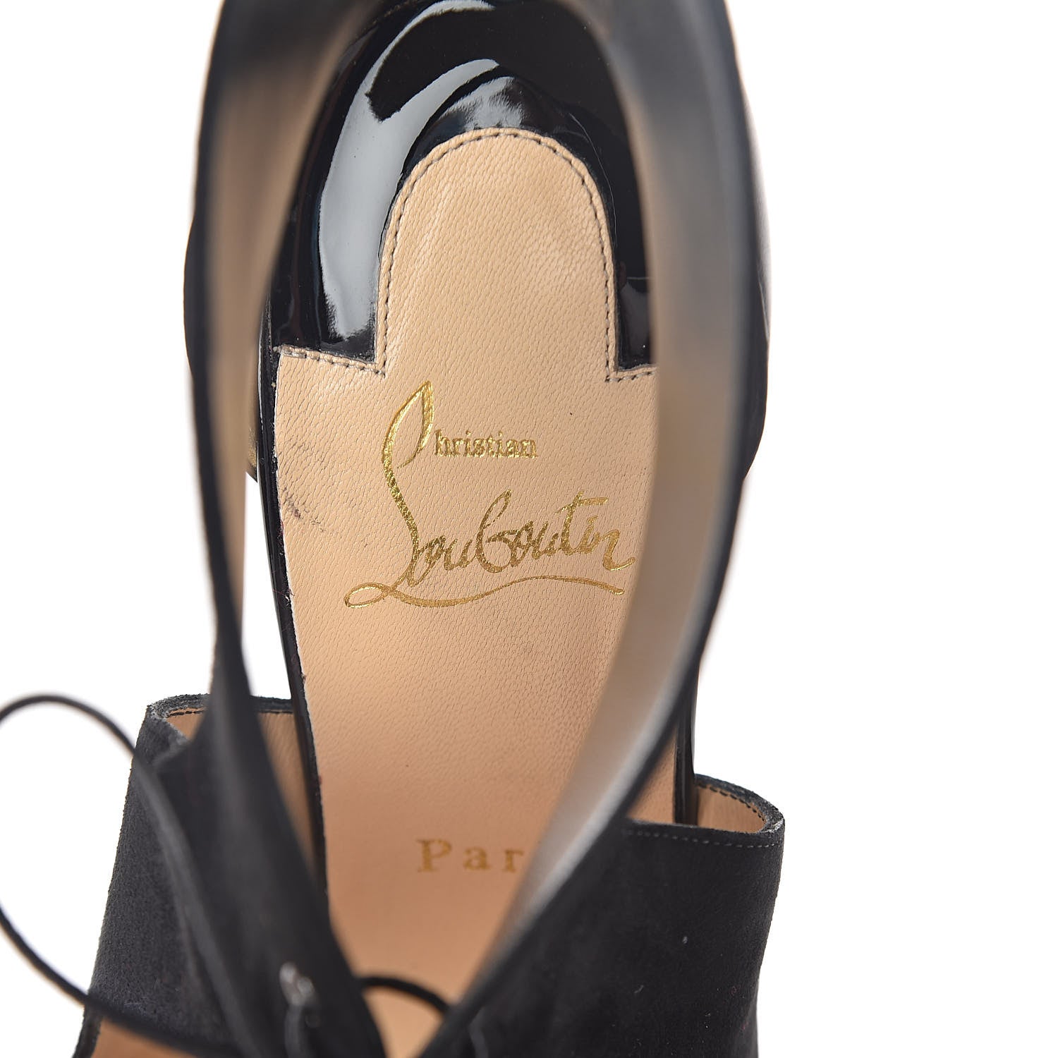 Christian Louboutin Shiny Nappa Suede Patent Campanina 120 Pump 38.5 Black 5 of 8