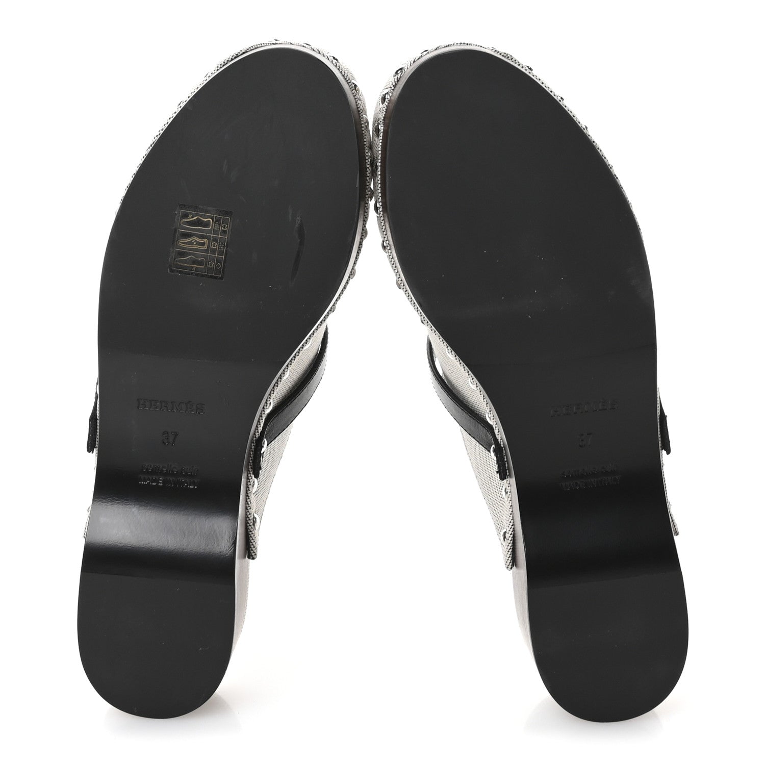 Hermes H Canvas Calfskin Carlotta Mules 37 Prunoir Black 12 of 18