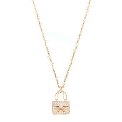 Hermes 18K Rose Gold Diamond Constance Amulettes Pendant Necklace 1 of 7