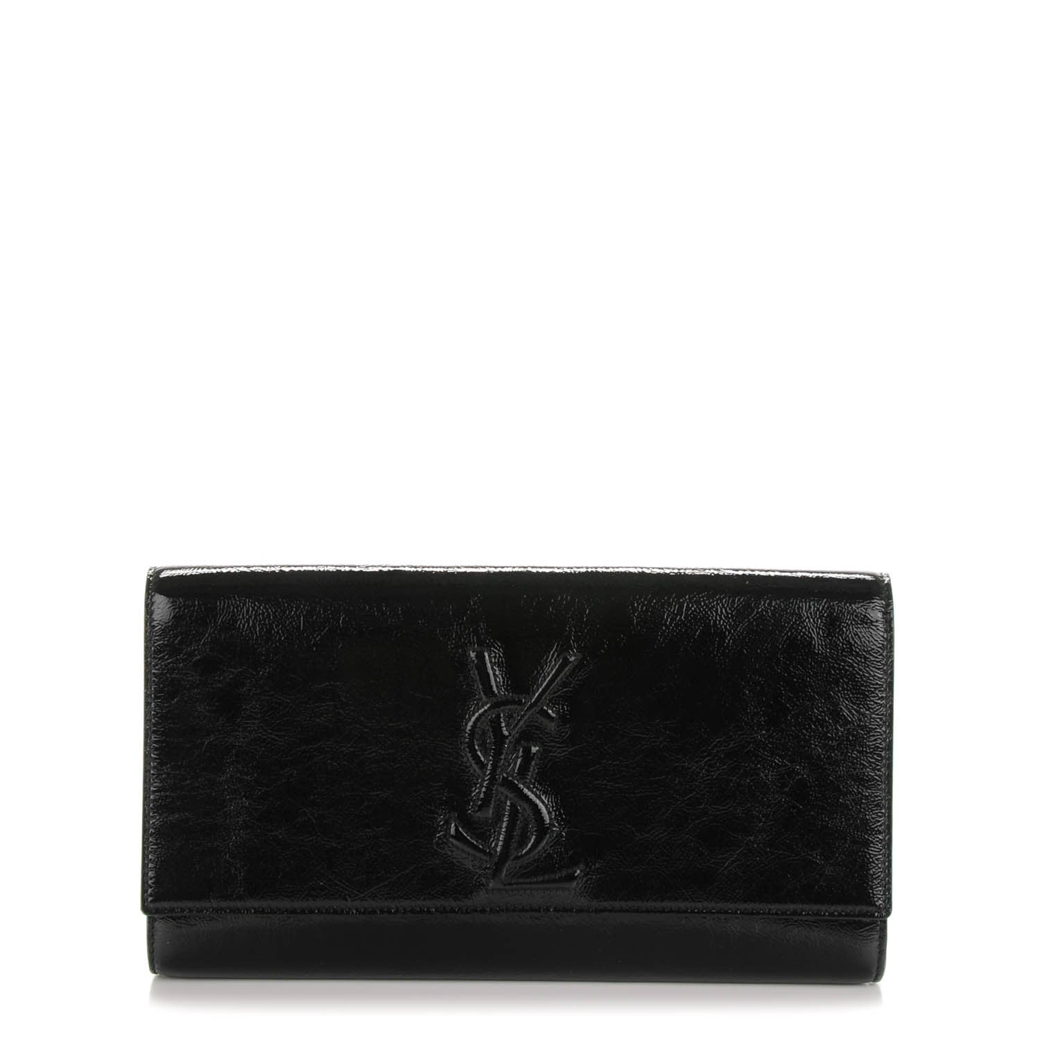 Saint Laurent Textured Patent Monogram Large Belle De Jour Clutch Black 1 of 7