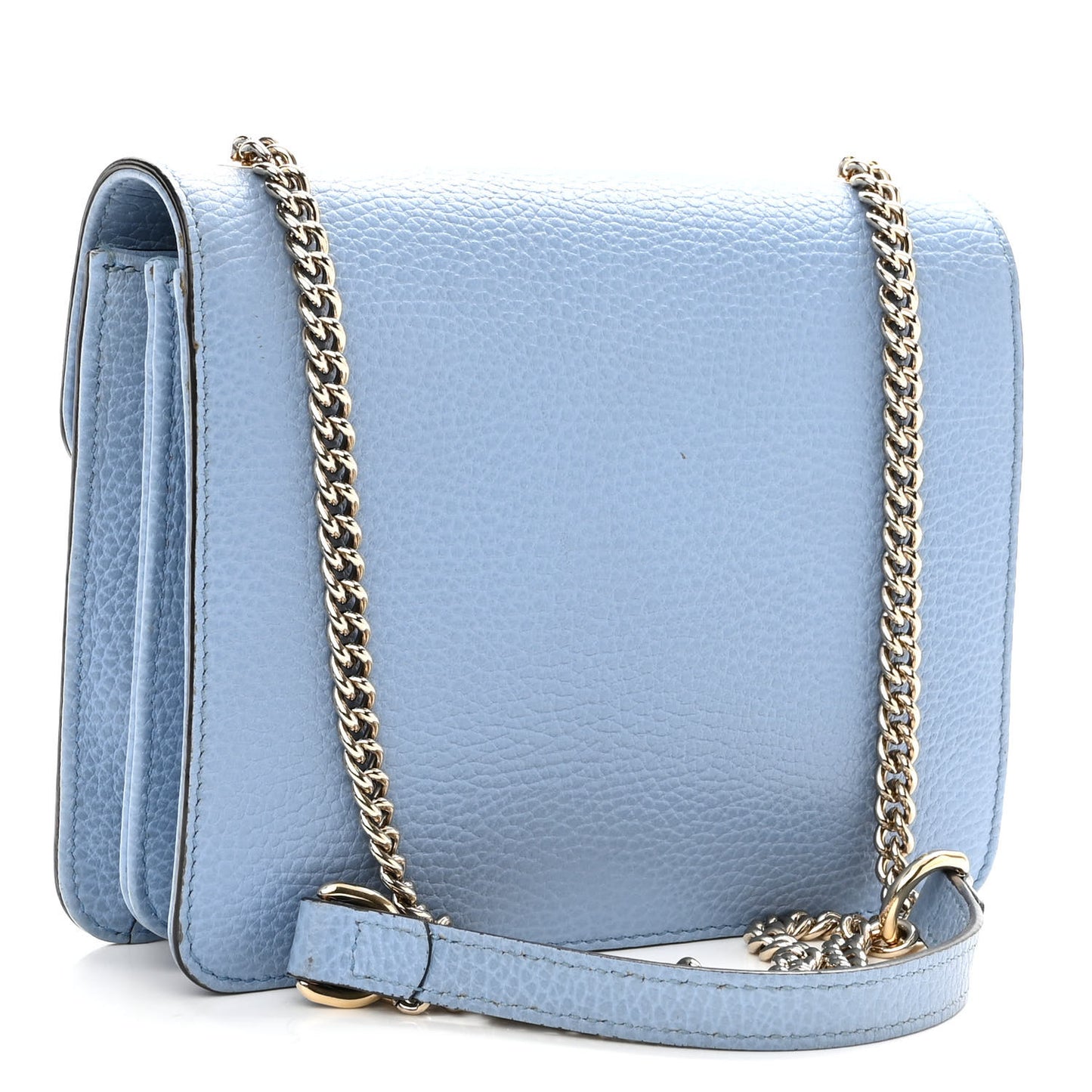 Dollar Calfskin Small Interlocking G Shoulder Bag Mineral Blue