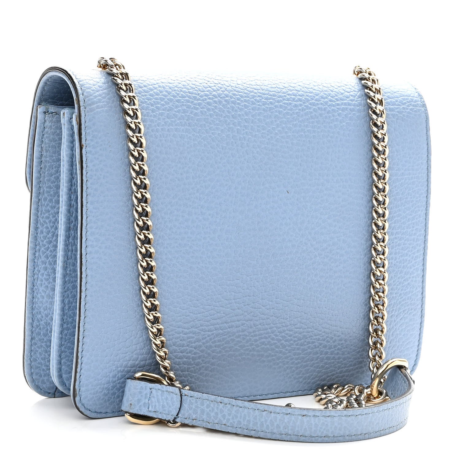 Gucci Dollar Calfskin Small Interlocking G Shoulder Bag Mineral Blue 3 of 12
