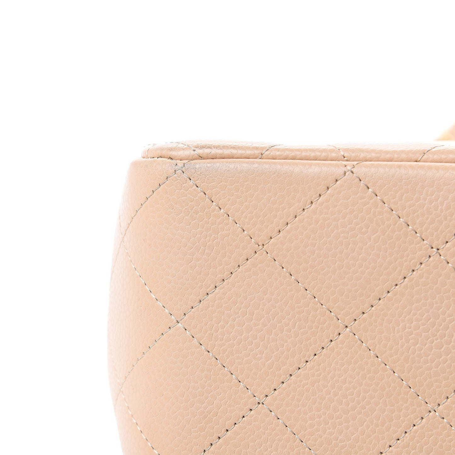 Caviar Quilted Jumbo Double Flap Beige Clair