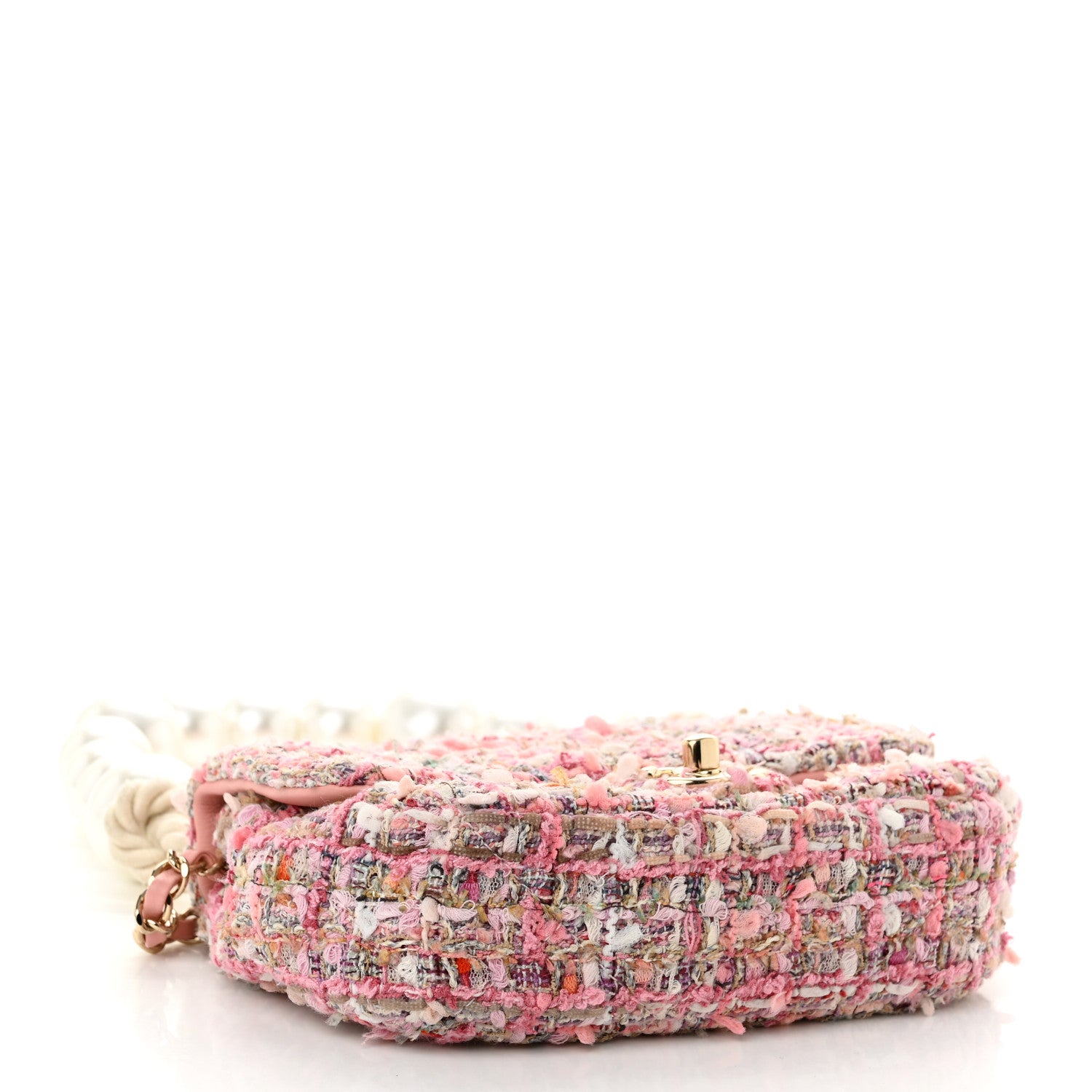 Chanel Tweed Mini Pearl Handle Flap Pink Beige Orange Ecru 4 of 10