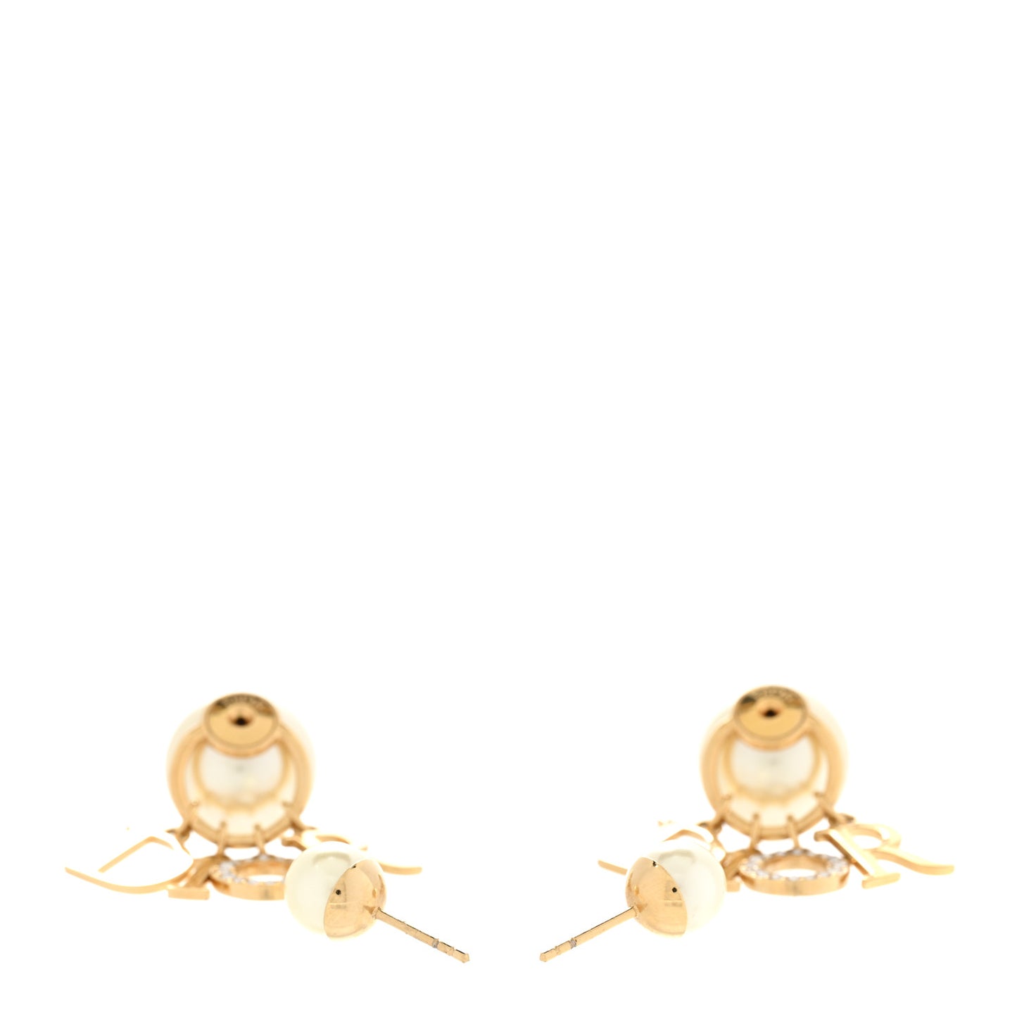 Pearl Crystal Tribal Logo Charms Earrings Gold