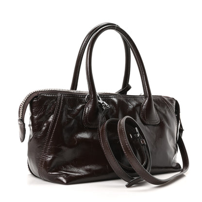 Miu Miu Vitello Shine Logo Embossed Bag Moro 3 of 9