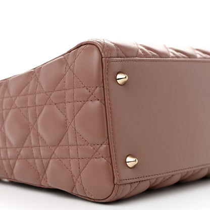 Christian Dior CHRISTIAN DIOR Lambskin Cannage Medium Lady Dior Bois de Rose 9 of 10
