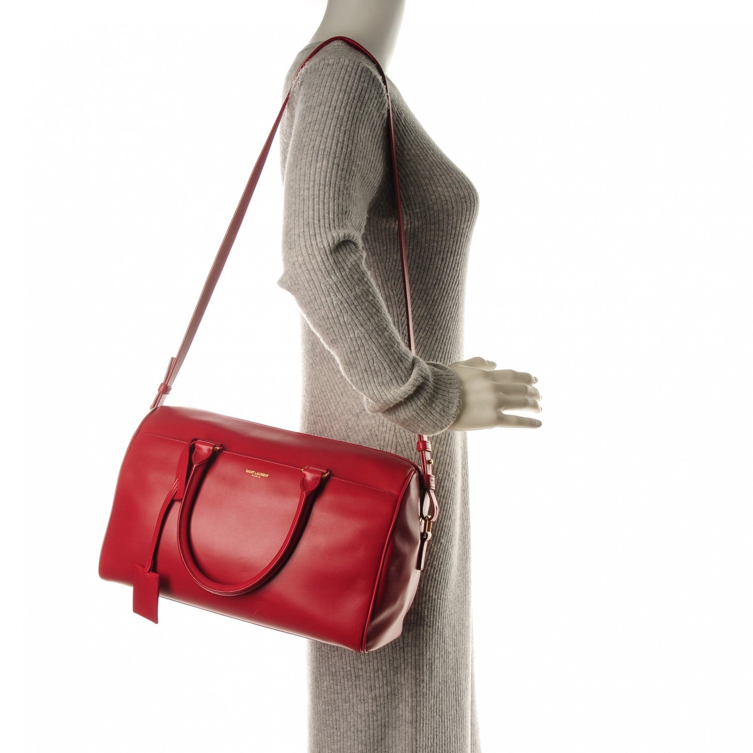 Saint Laurent Calfskin Classic Duffle 6 Red 2 of 7