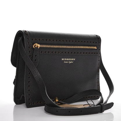 Burberry Grainy Calfskin Broguing Tassel Small Macken Crossbody Bag Black 3 of 8
