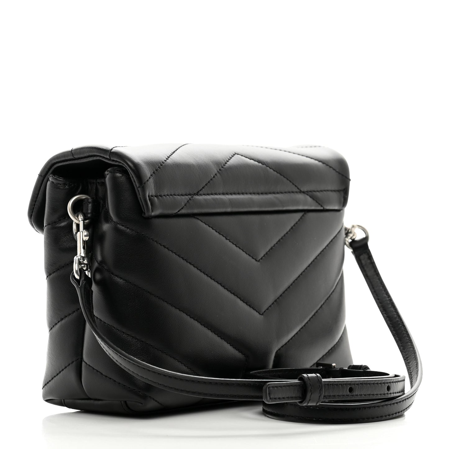 Calfskin Y Quilted Monogram Toy Loulou Crossbody Bag Black