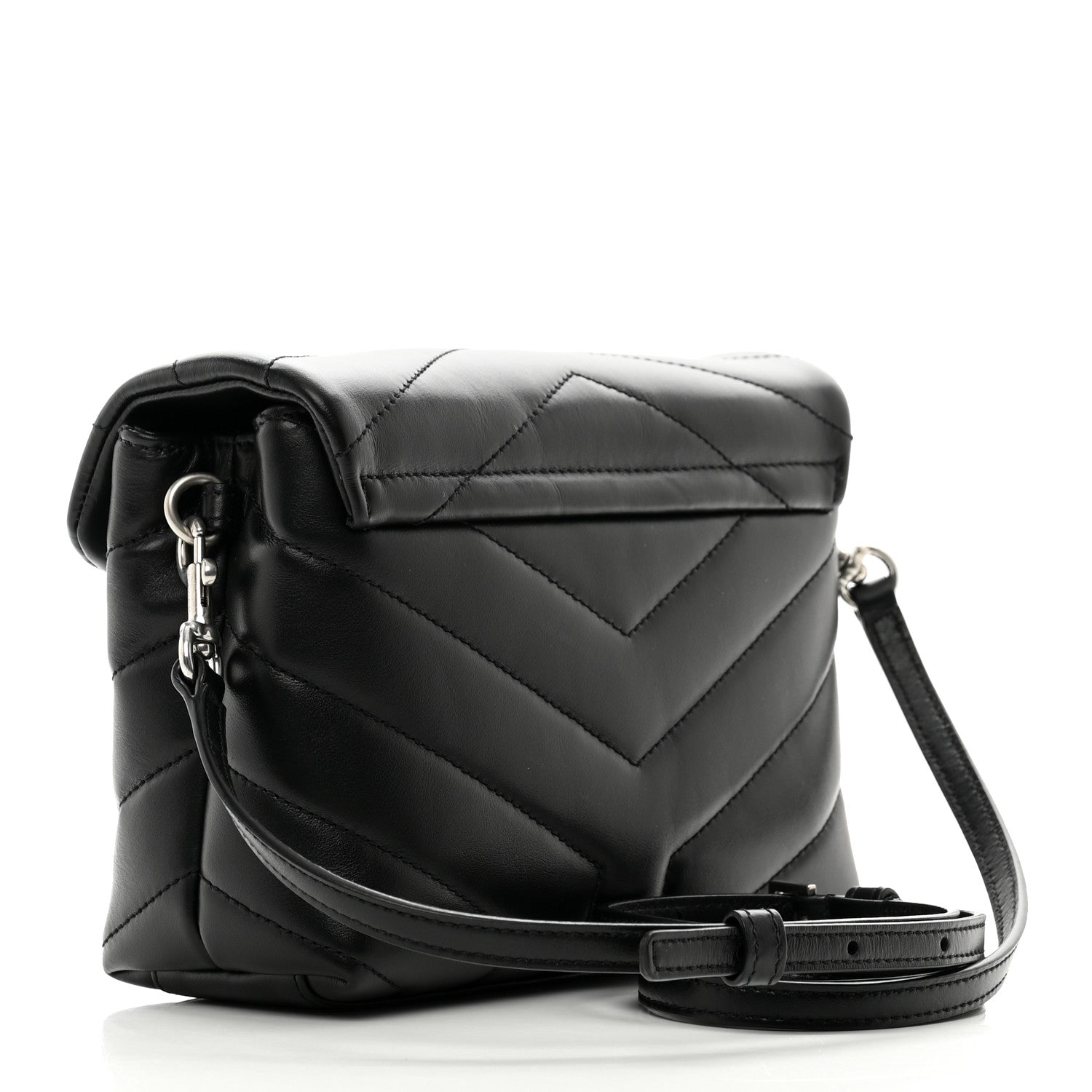 Saint Laurent Calfskin Y Quilted Monogram Toy Loulou Crossbody Bag Black 3 of 12