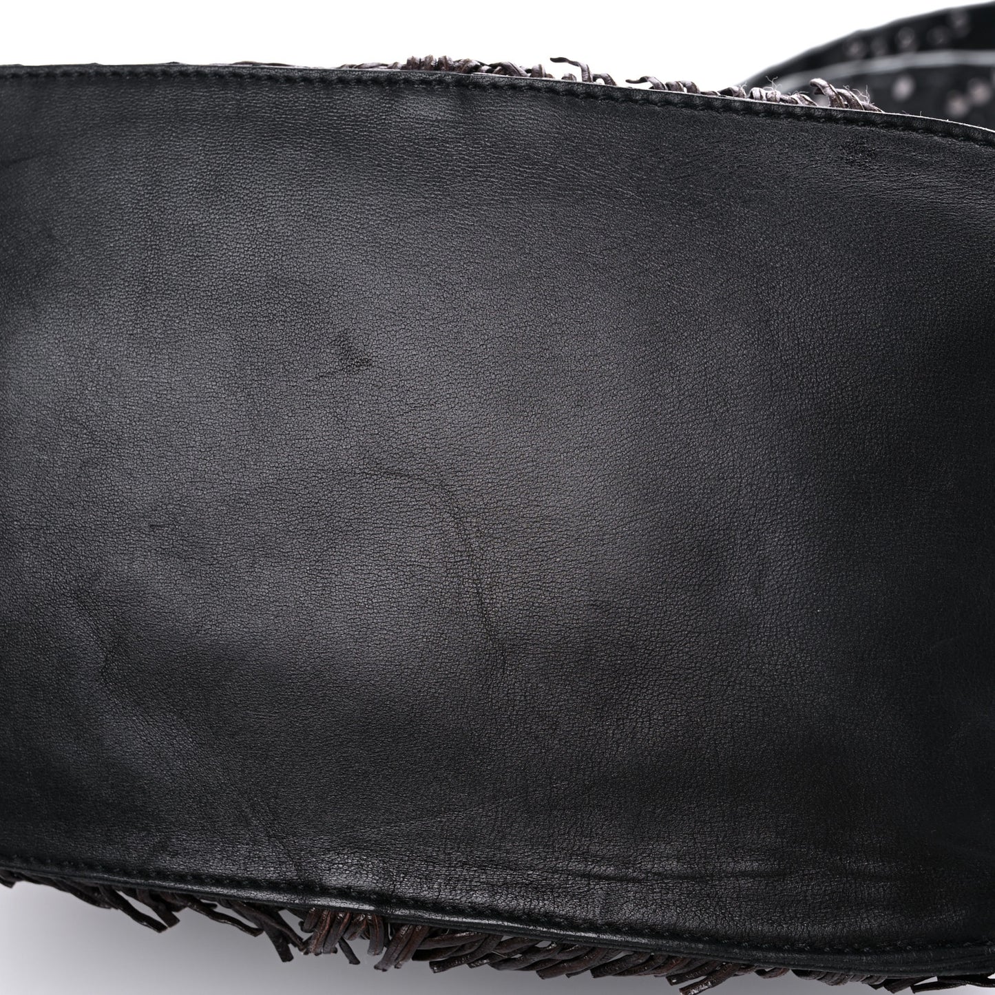 Nappa Intrecciato Alligator Fringe Shoulder Bag Black
