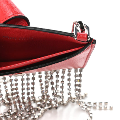 Miu Miu Glace Calfskin Crystal Card Holder Fringe Crossbody Fuoco 5 of 7