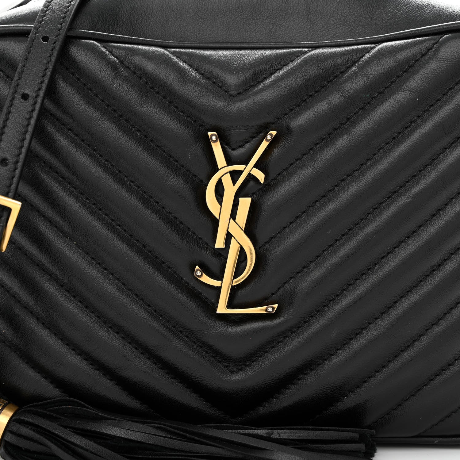 Saint Laurent Calfskin Matelasse Monogram Lou Camera Bag Black 8 of 12