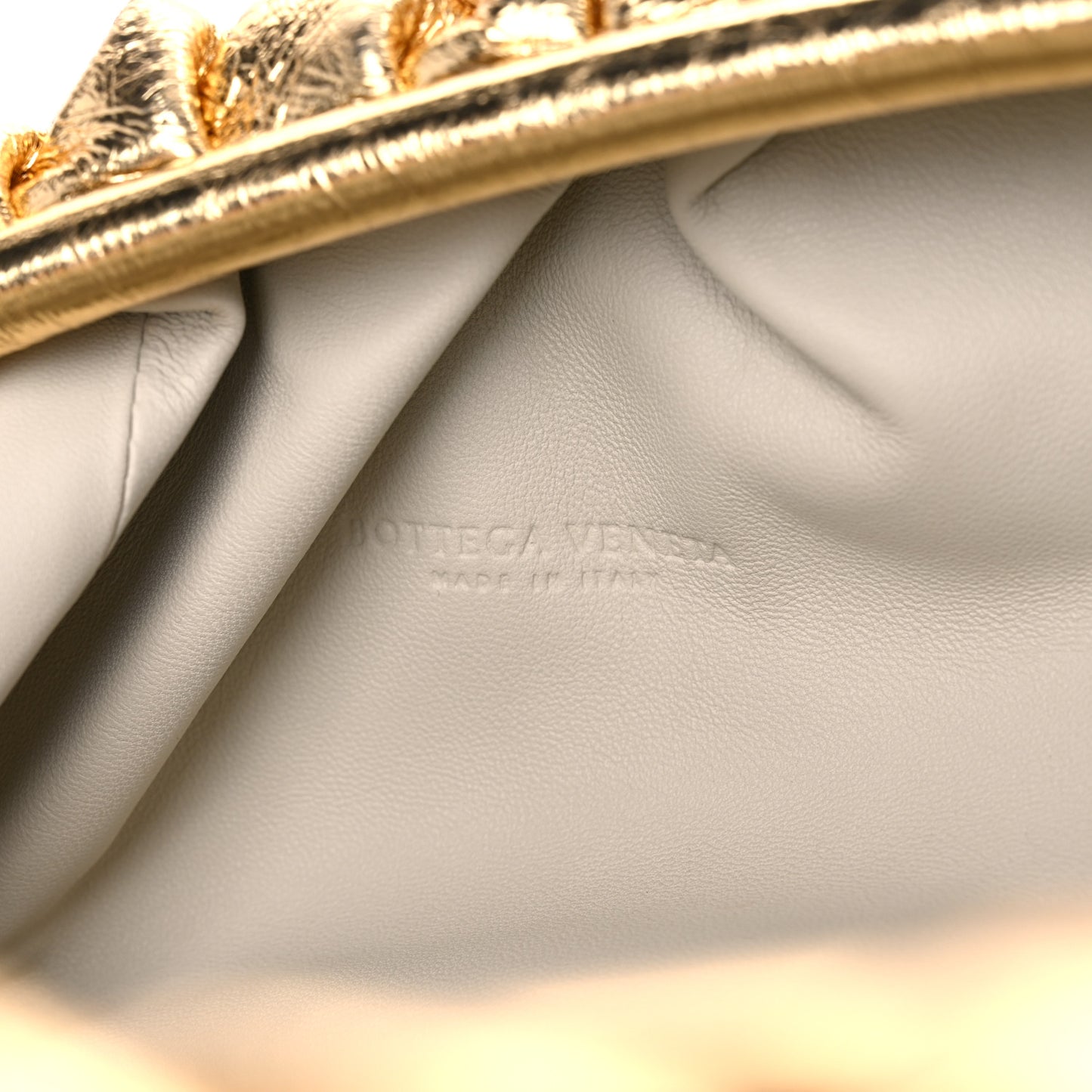Metallic Crinkled Lambskin The Pouch Oversized Clutch Oro