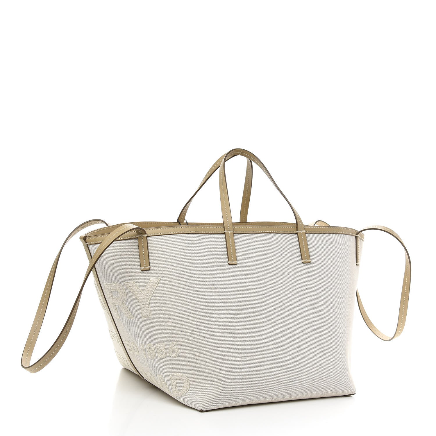 Burberry Cotton Canvas Mini Logo Horseferry Tote Bag Off White 4 of 11