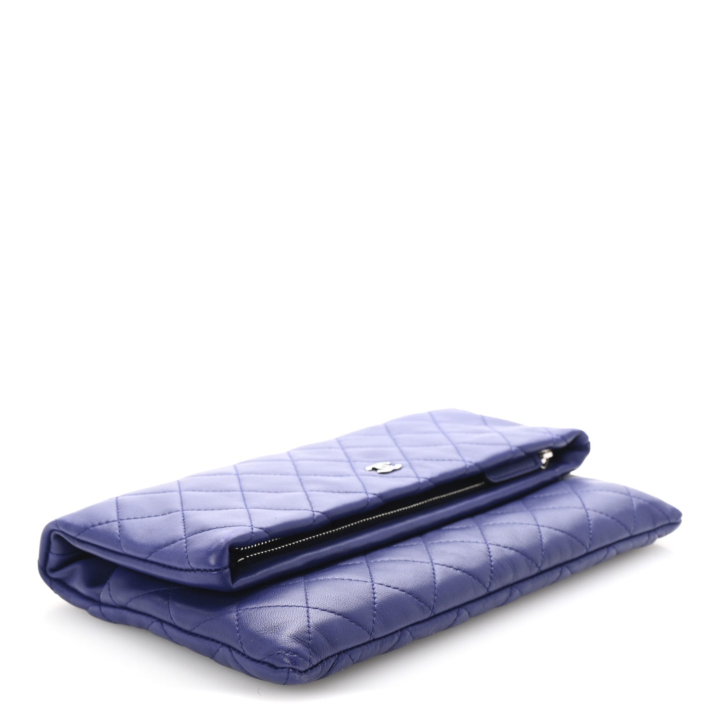 Lambskin Quilted CC Beauty Clutch Blue