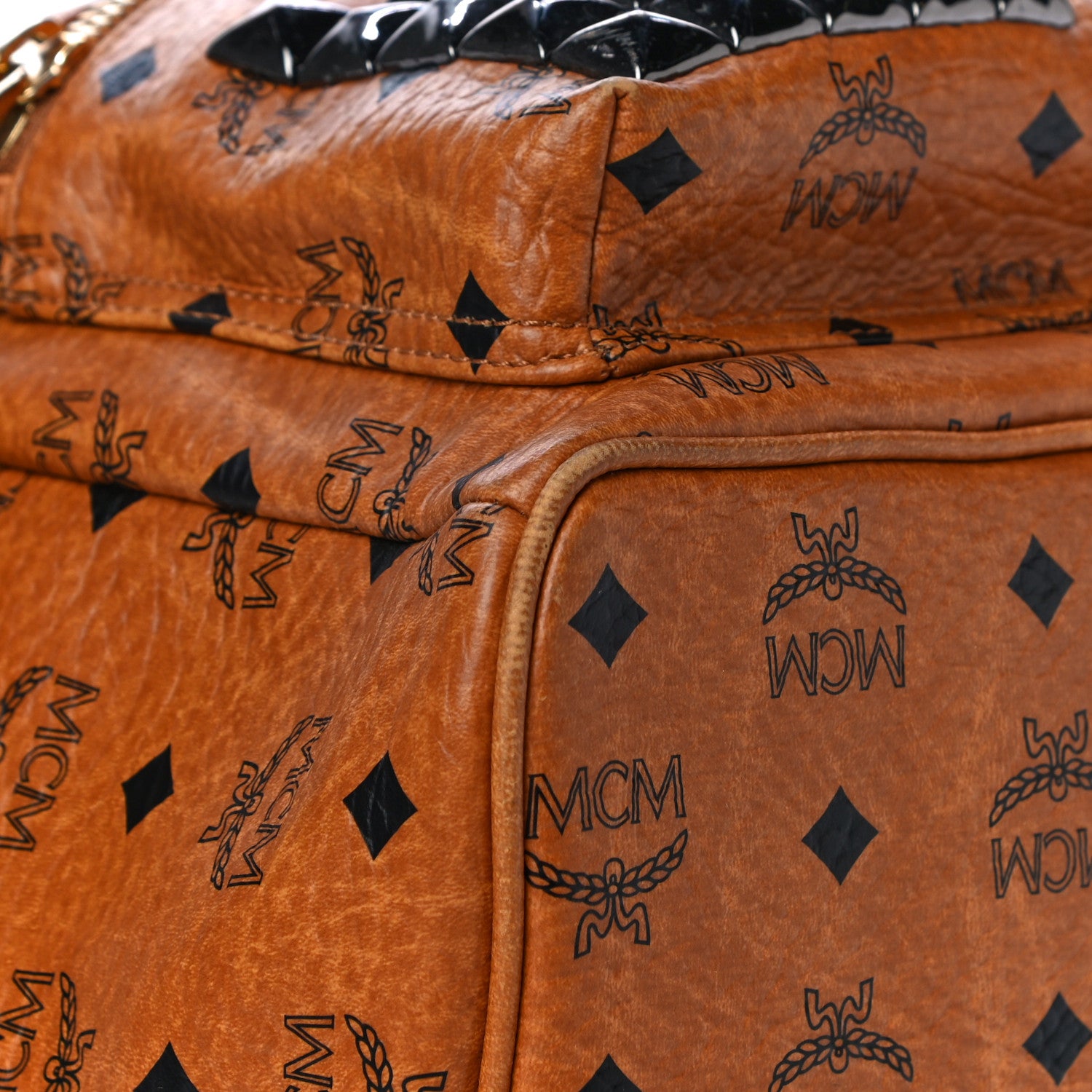MCM Visetos Studded Medium Stark M Backpack Cognac 10 of 16