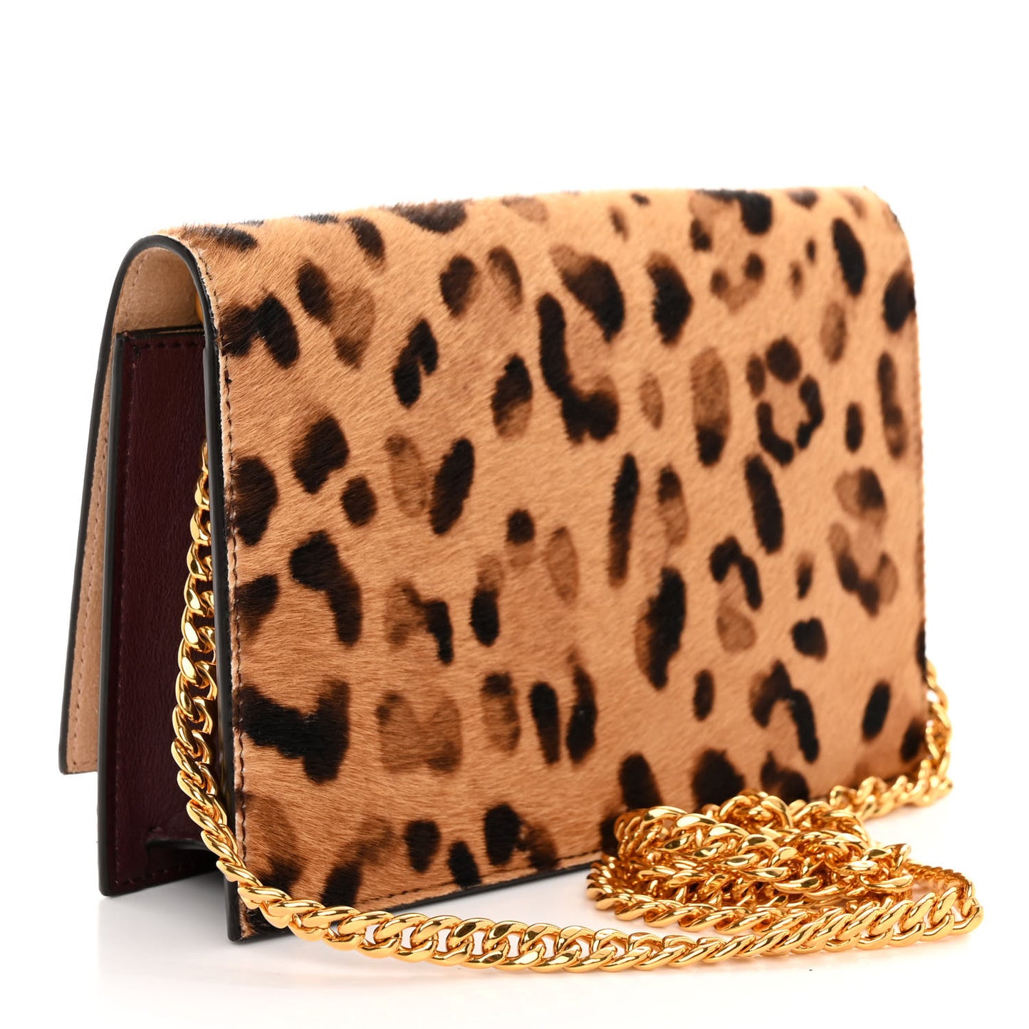 Calf Hair Leopard Print Skull Mini Crossbody Bag