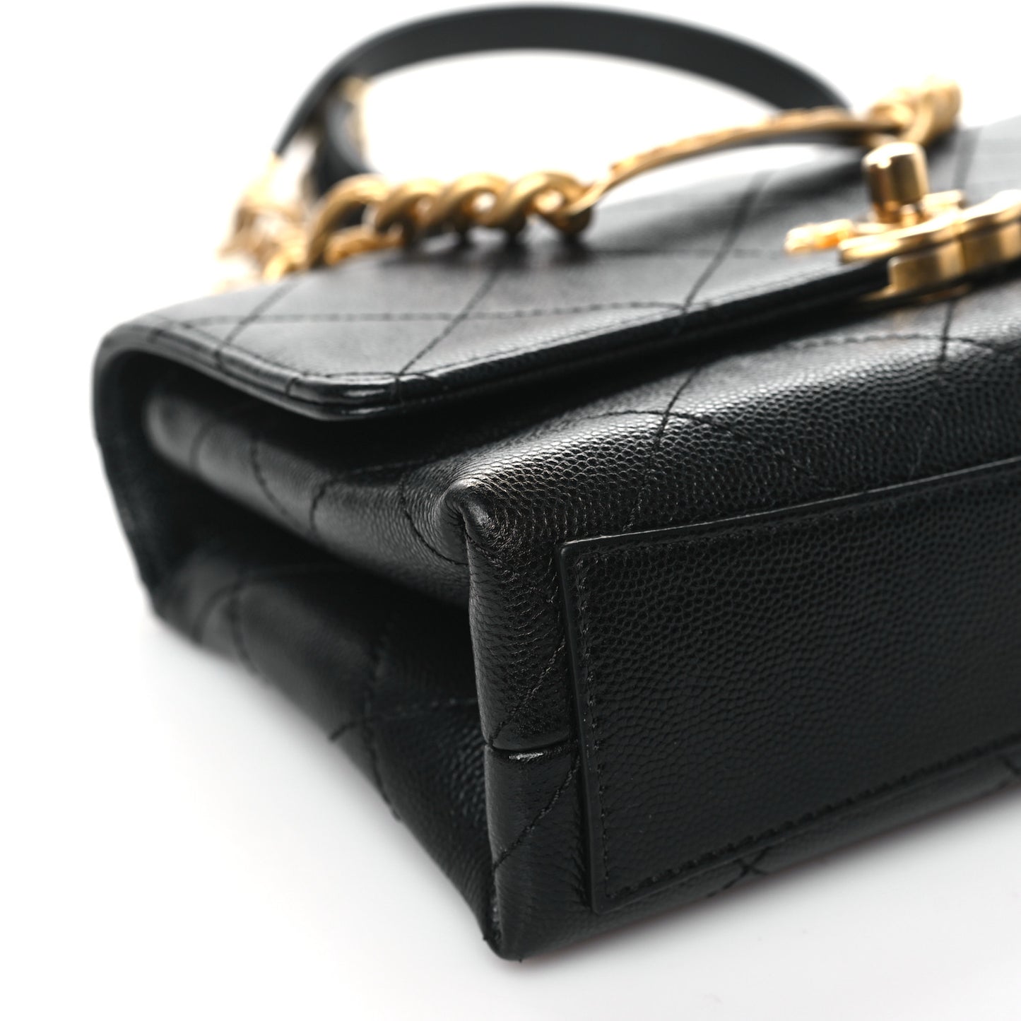 Caviar Quilted Mini Bracelet On Chain Flap Black