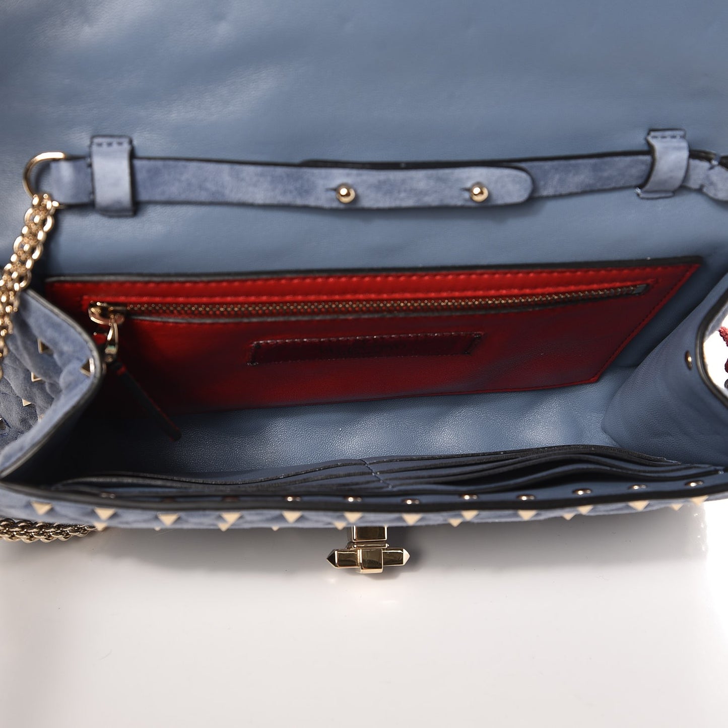 Suede Rockstud Spike Wallet on Chain Bright Blue