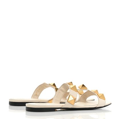 Valentino Garavani Calfskin Roman Stud Flat Slide Sandals 37 Light Ivory 4 of 8