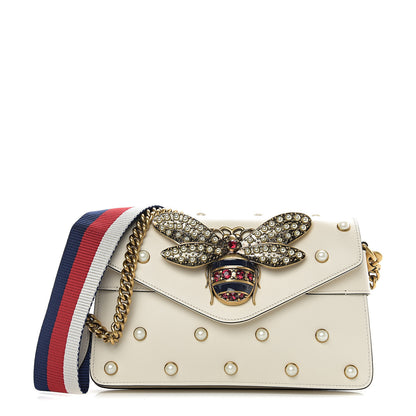 Gucci Nappa Pearl Studded Mini Queen Margaret Broadway Shoulder Bag Mystic White 1 of 9