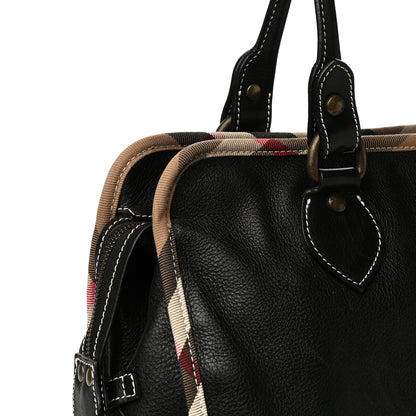 Burberry Grainy Calfskin Nova Check Tote Black 15 of 20