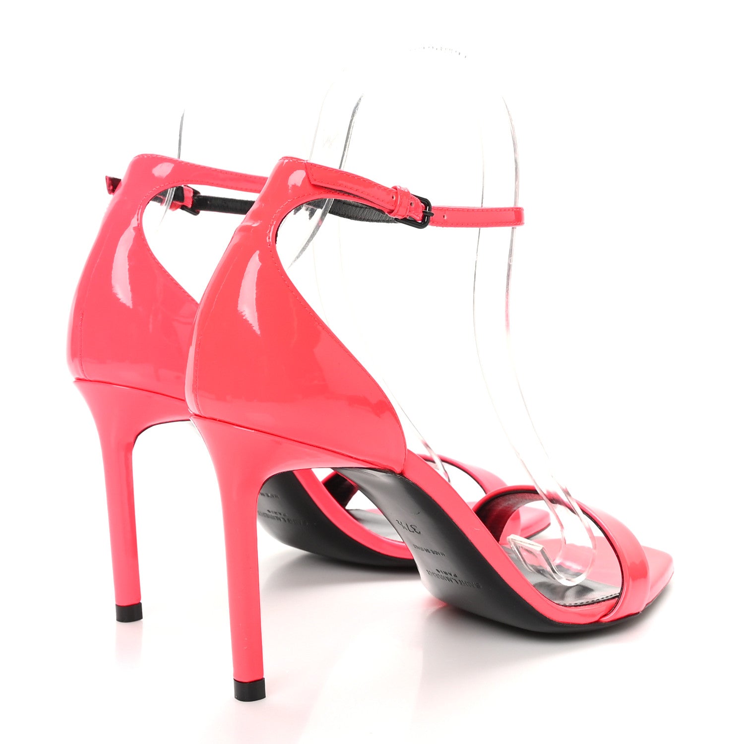 Saint Laurent Patent Calfskin Amber 105 Ankle Strap Sandals 37.5 Fuchsia Fluo 11 of 18