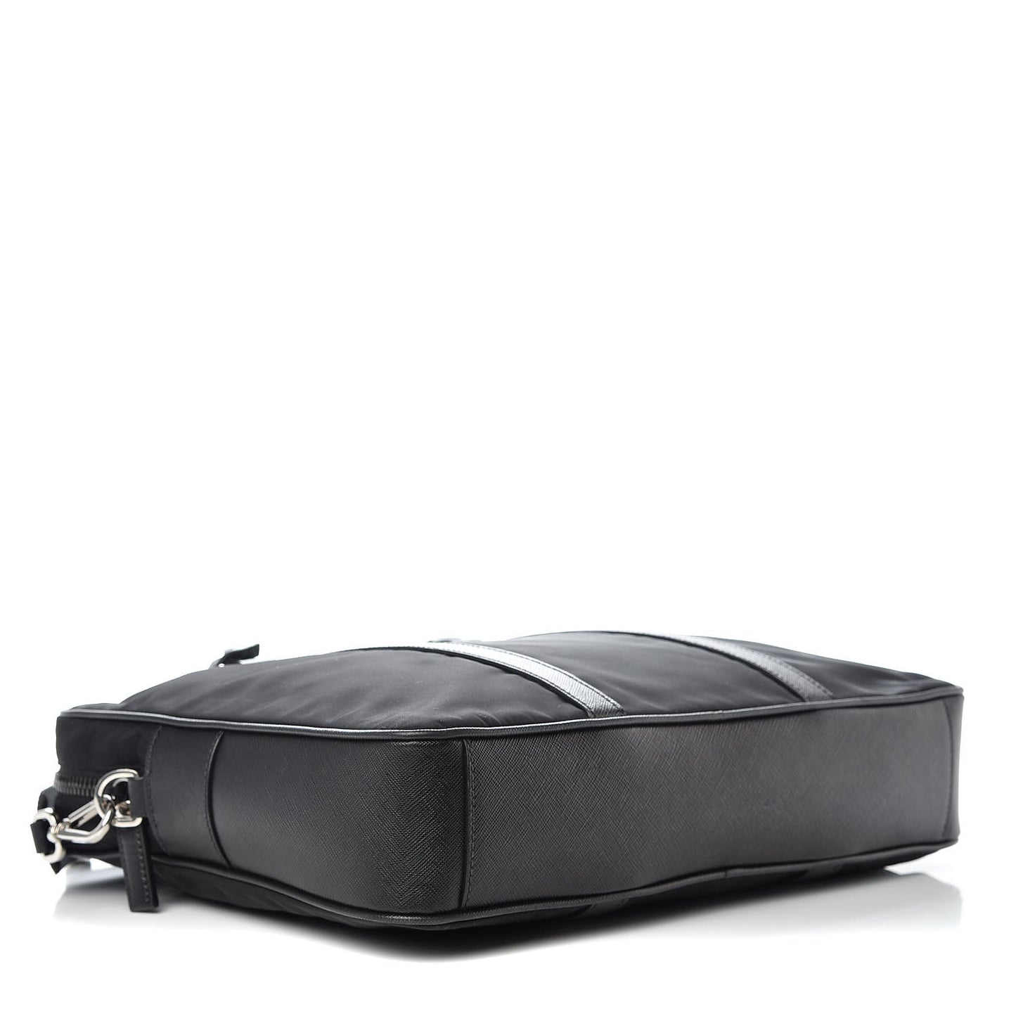 Tessuto Nylon Saffiano Metal Triangle Logo Work Bag Black