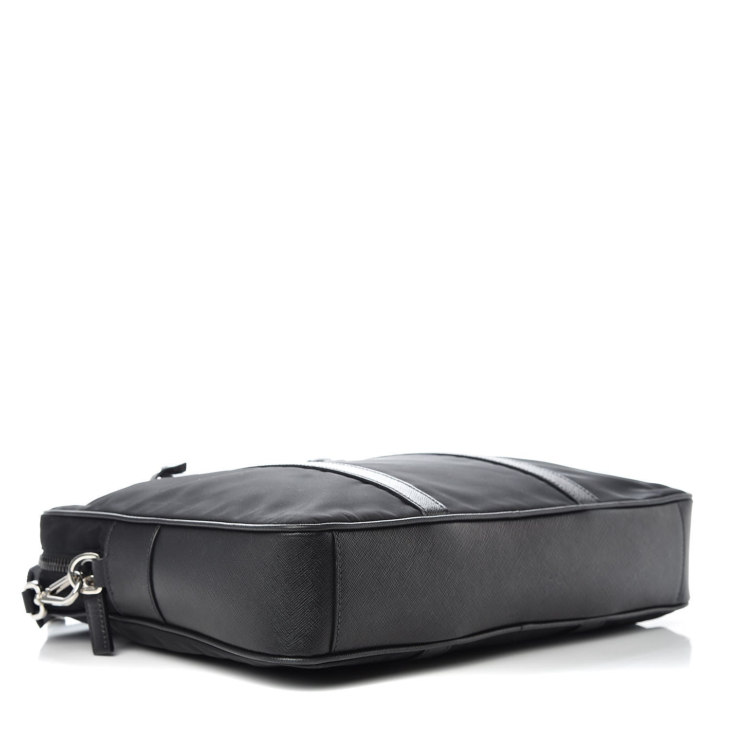 Prada Tessuto Nylon Saffiano Metal Triangle Logo Work Bag Black 4 of 12