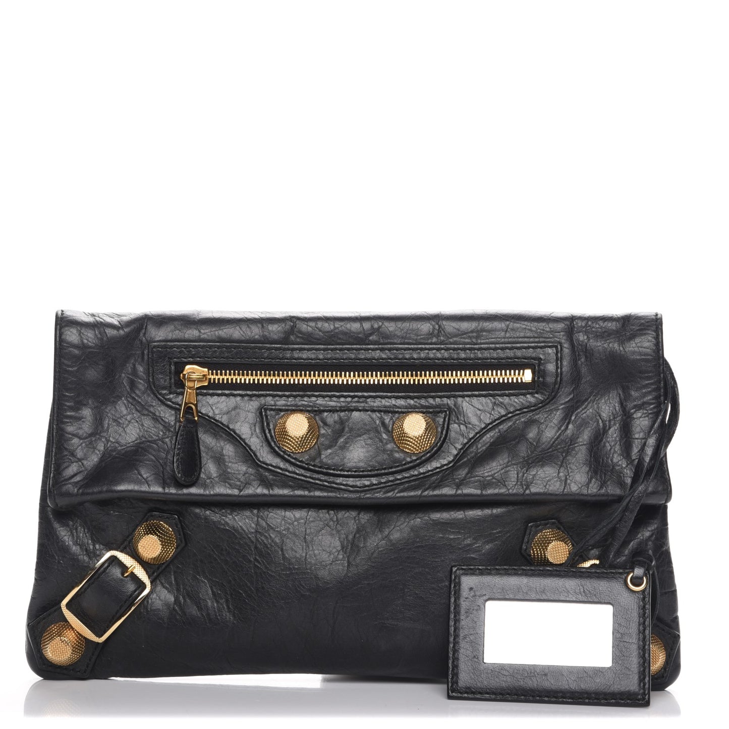 Agneau Giant 21 Gold Hardware Envelope Clutch Black