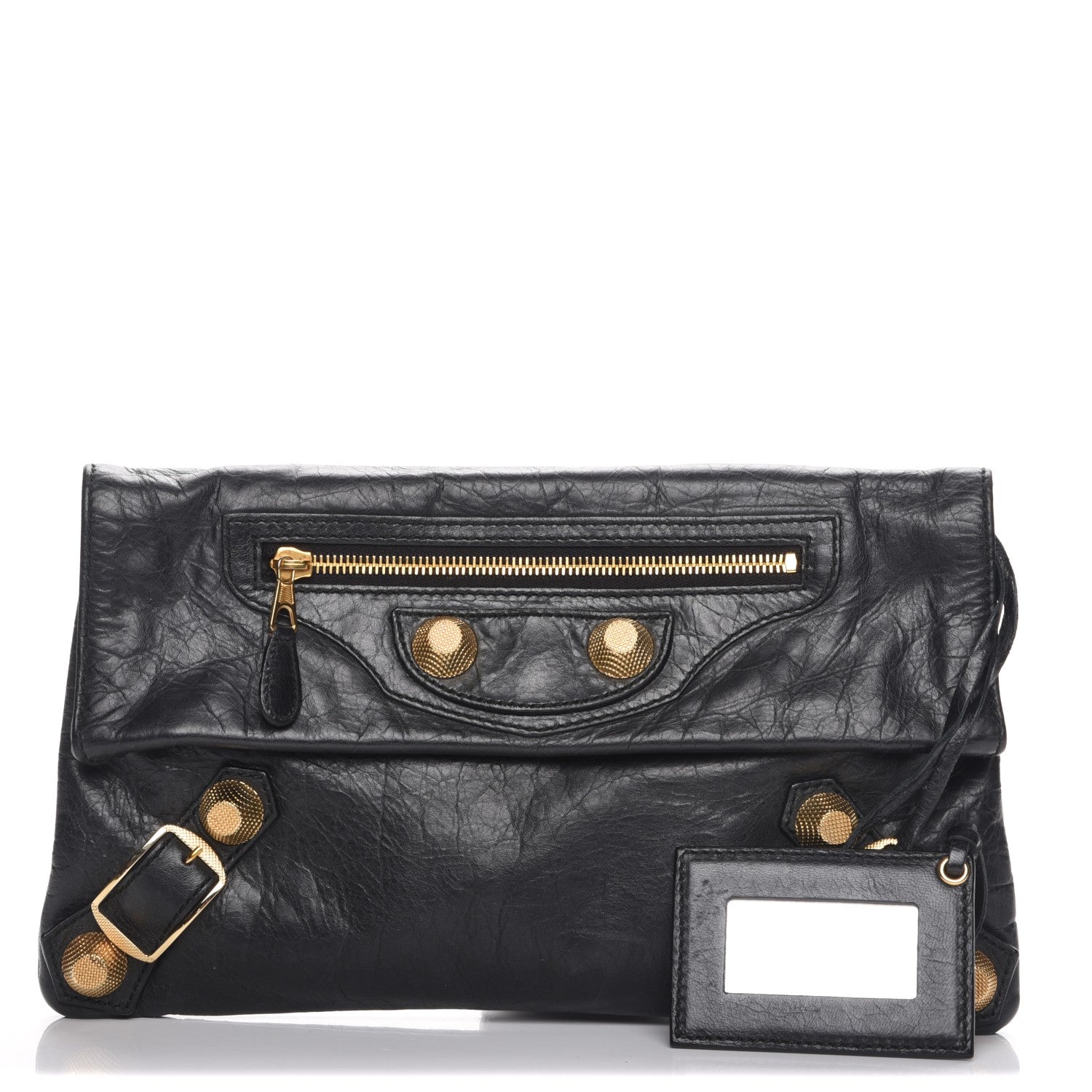 Balenciaga Agneau Giant 21 Gold Hardware Envelope Clutch Black 1 of 7