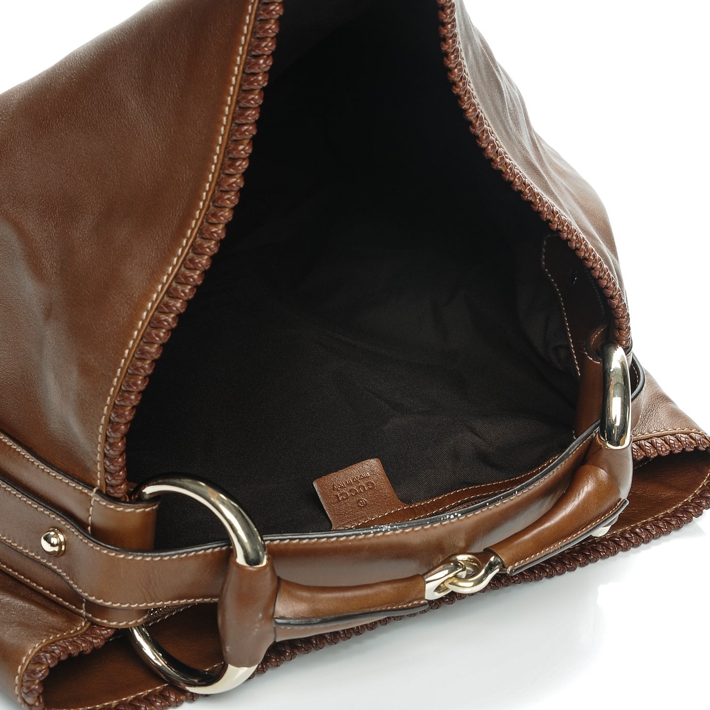 Calfskin Large Horsebit Chain Hobo Brown