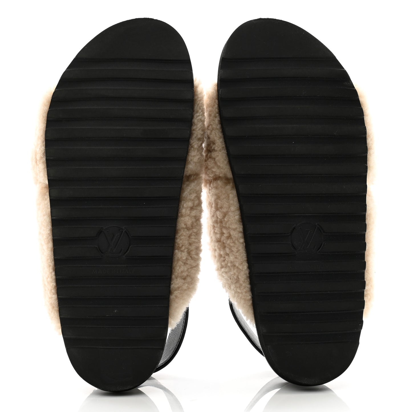 Shearling Calfskin Paseo Flat Comfort Sandal 38.5 Beige