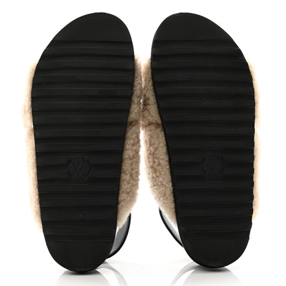 Louis Vuitton Shearling Calfskin Paseo Flat Comfort Sandal 38.5 Beige 5 of 12