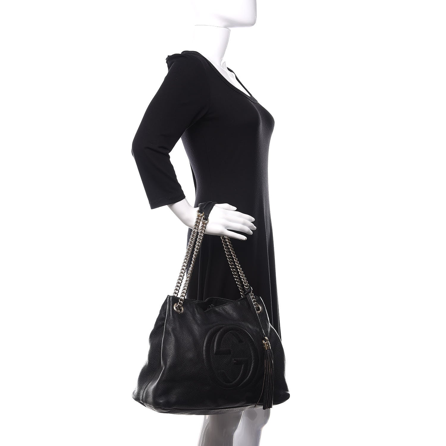 Gucci Pebbled Calfskin Medium Soho Chain Shoulder Bag Black 2 of 10