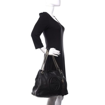 Gucci Pebbled Calfskin Medium Soho Chain Shoulder Bag Black 2 of 10