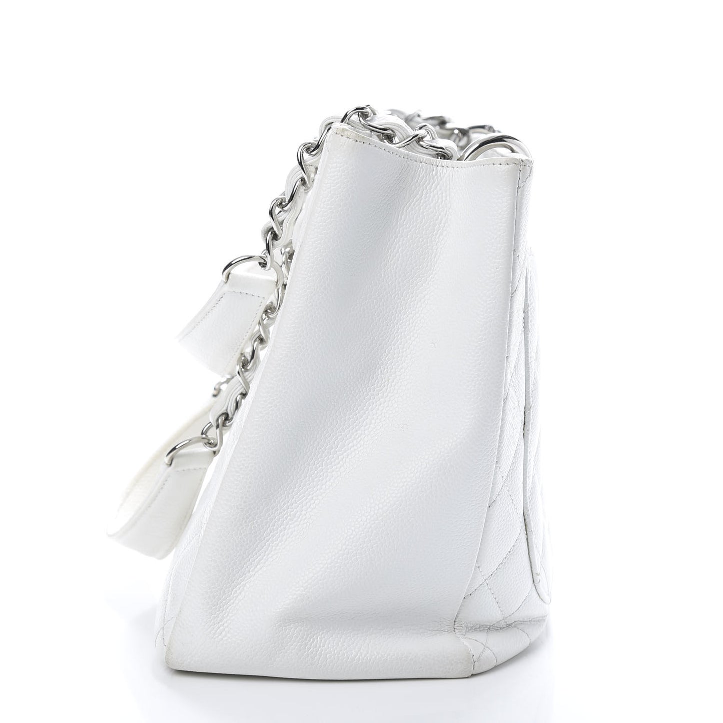 Caviar Quilted Grand Shopping Tote GST White