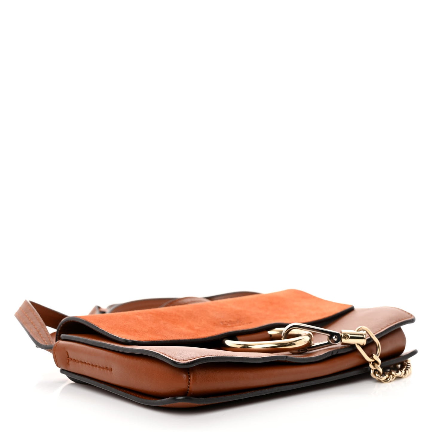 Suede Calfskin Small Faye Shoulder Bag Tobacco