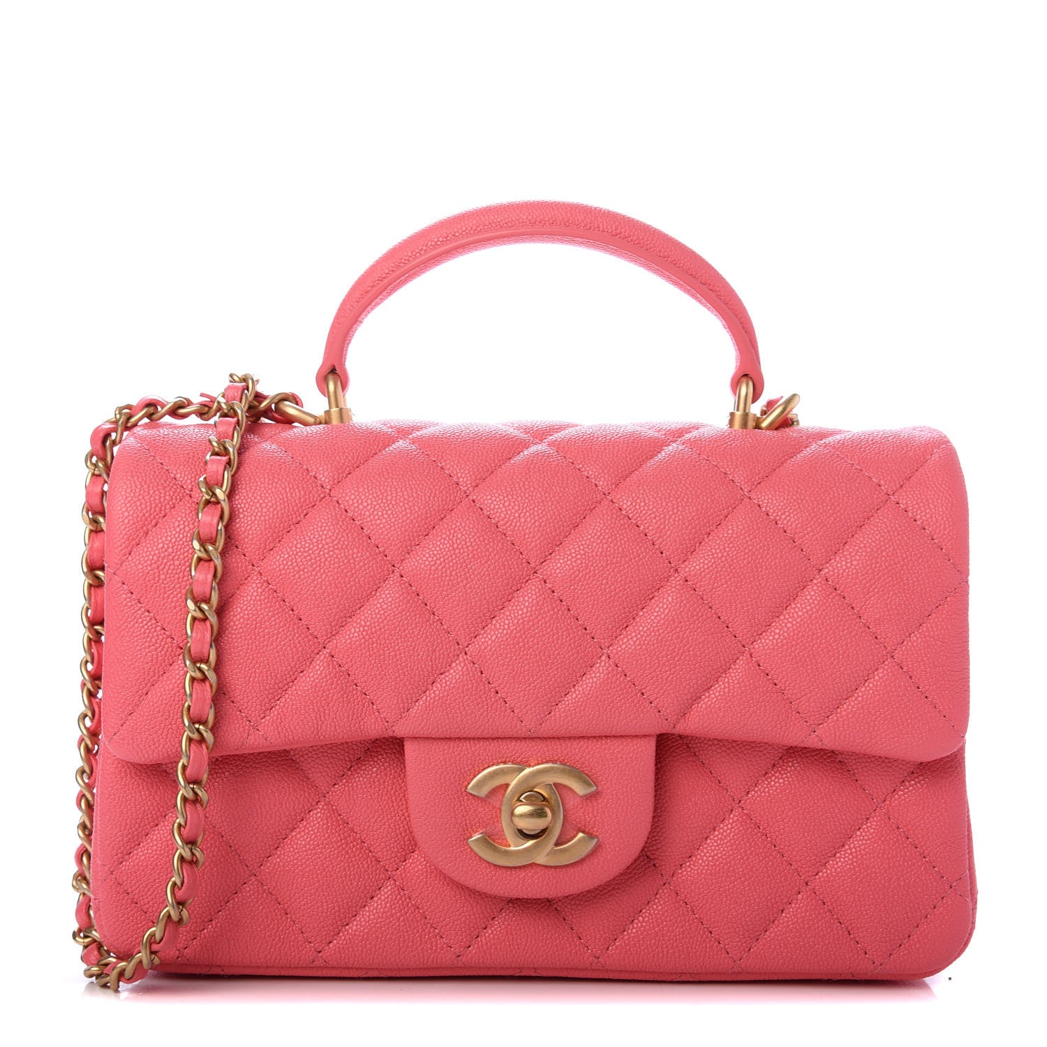 Chanel Caviar Quilted Mini Top Handle Rectangular Flap Pink 1 of 10
