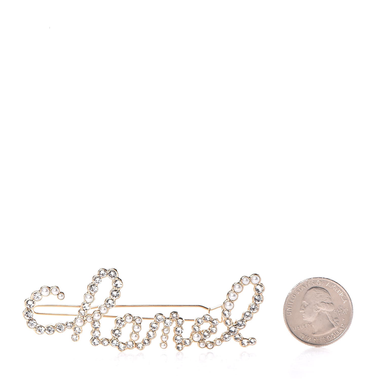 Chanel Metal Glass Swirling Pearls Hair Clip Gold 2 of 5