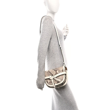 Loewe Snakeskin Calfskin Whipstitch Small Gate Crossbody Bag Ivory 2 of 12