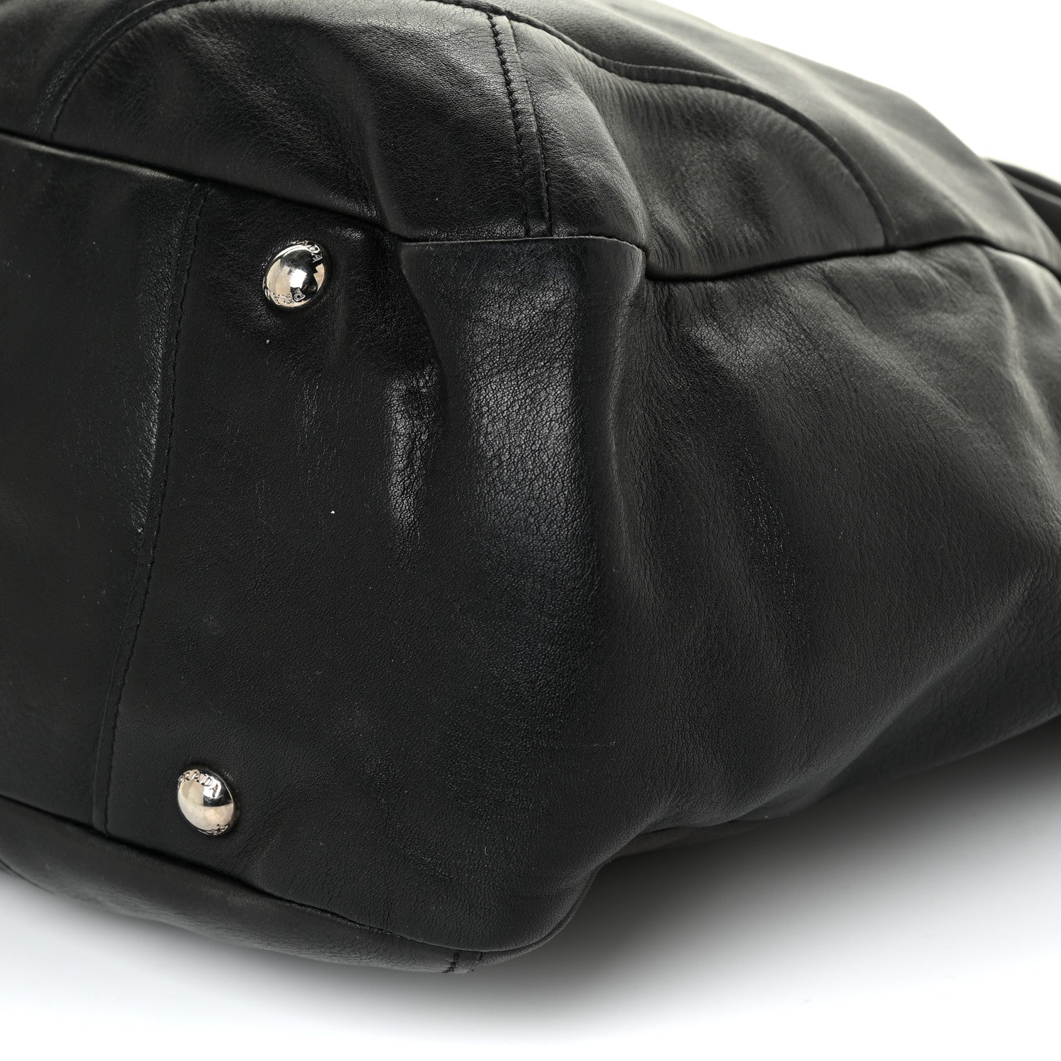 Prada Soft Calf Pleated Two Pocket Hobo Black 8 of 17