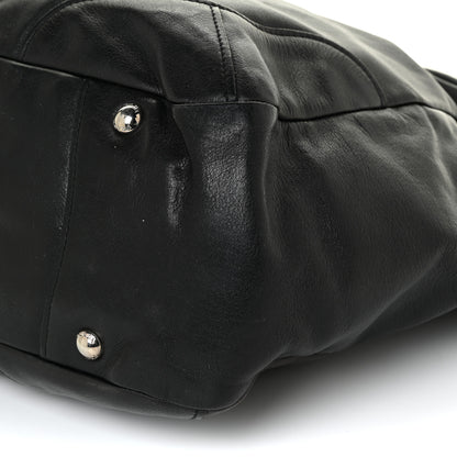 Prada Soft Calf Pleated Two Pocket Hobo Black 8 of 17