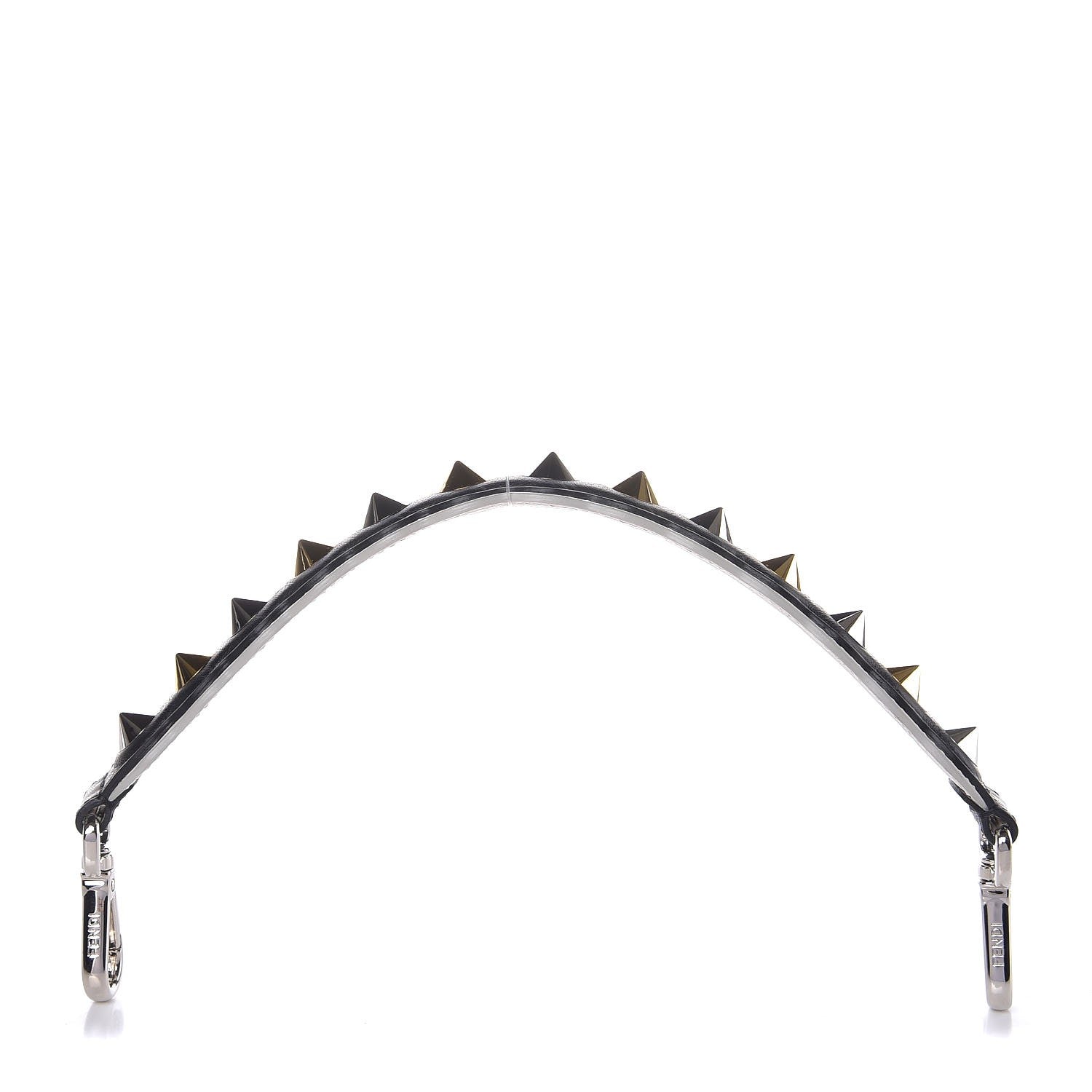 Fendi Calfskin Studded Mini Strap You Black Gold Silver 3 of 6