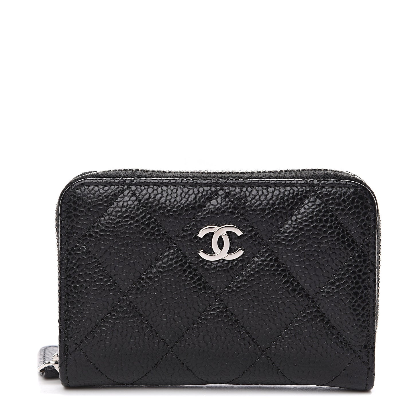 Caviar Quilted Zip Coin Purse Black