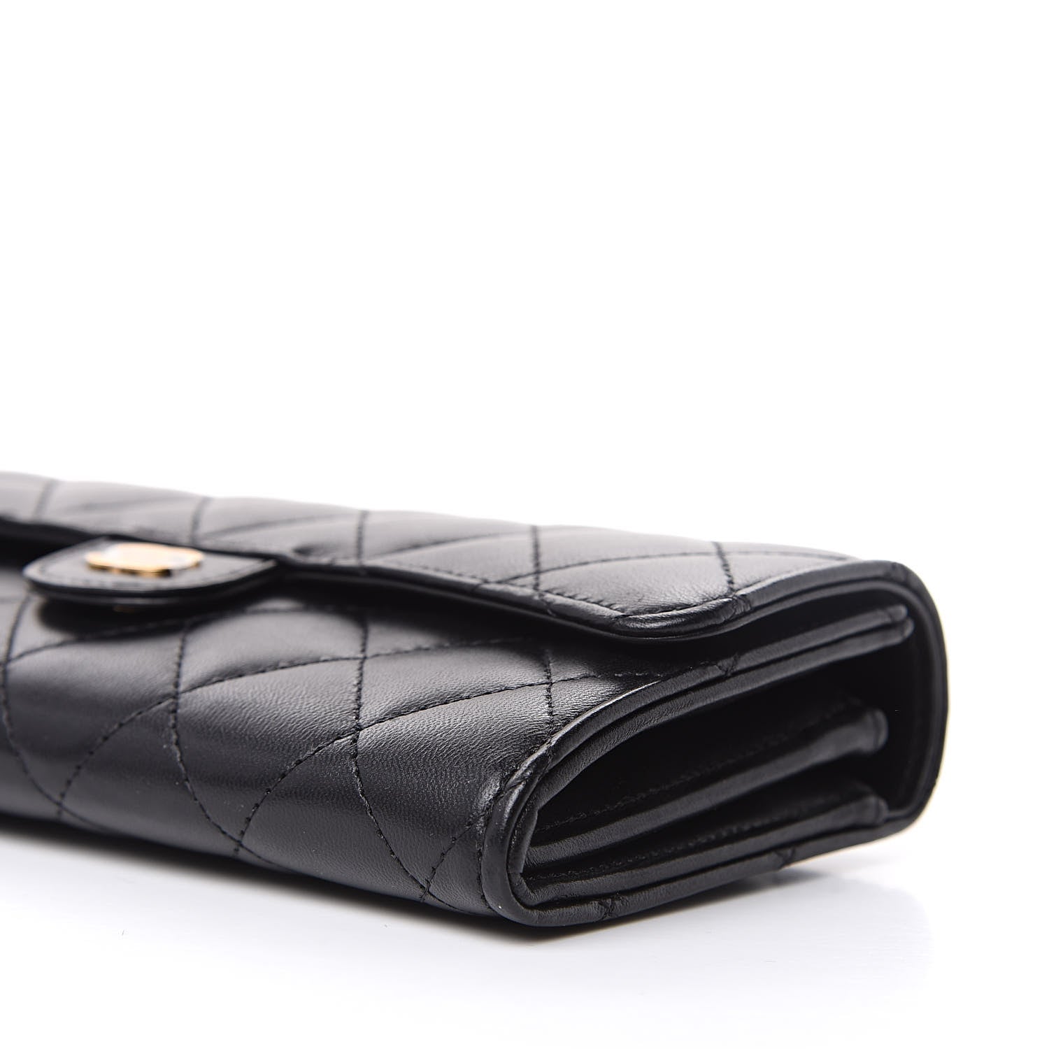 Chanel Lambskin Quilted Large Gusset Flap Wallet Black 12 of 13