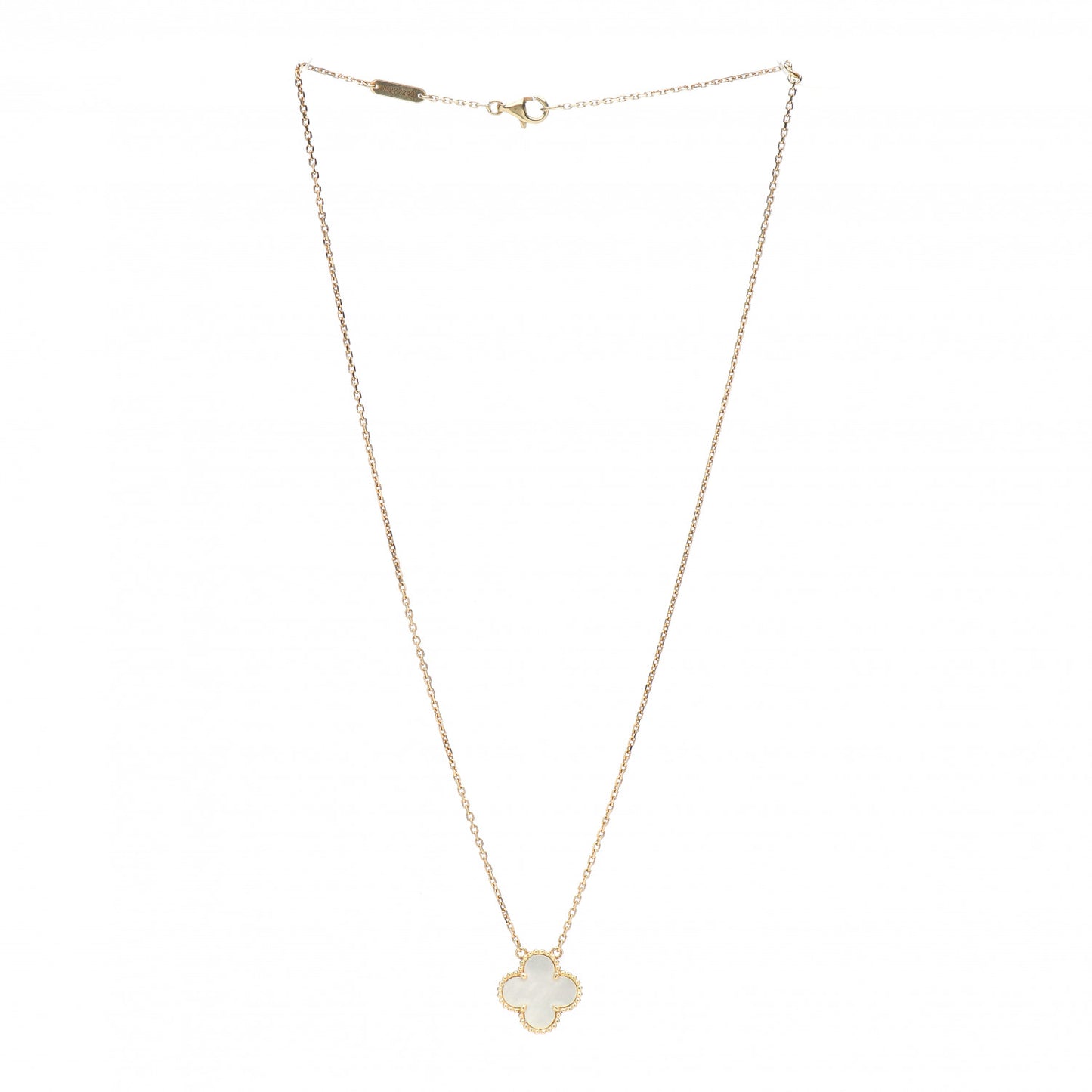18K Yellow Gold Mother of Pearl Vintage Alhambra Pendant Necklace